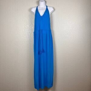 Lovestitch Womens Maxi Dress Size Small Turquoise Racerback Coastal Chic Pockets